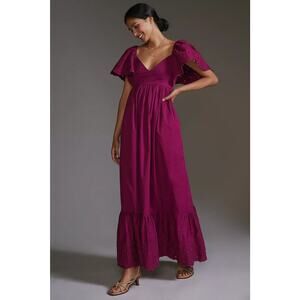 New w/Tag Anthropologie En Saison Flutter-Puff Sleeve Eyelet Maxi Dress Small